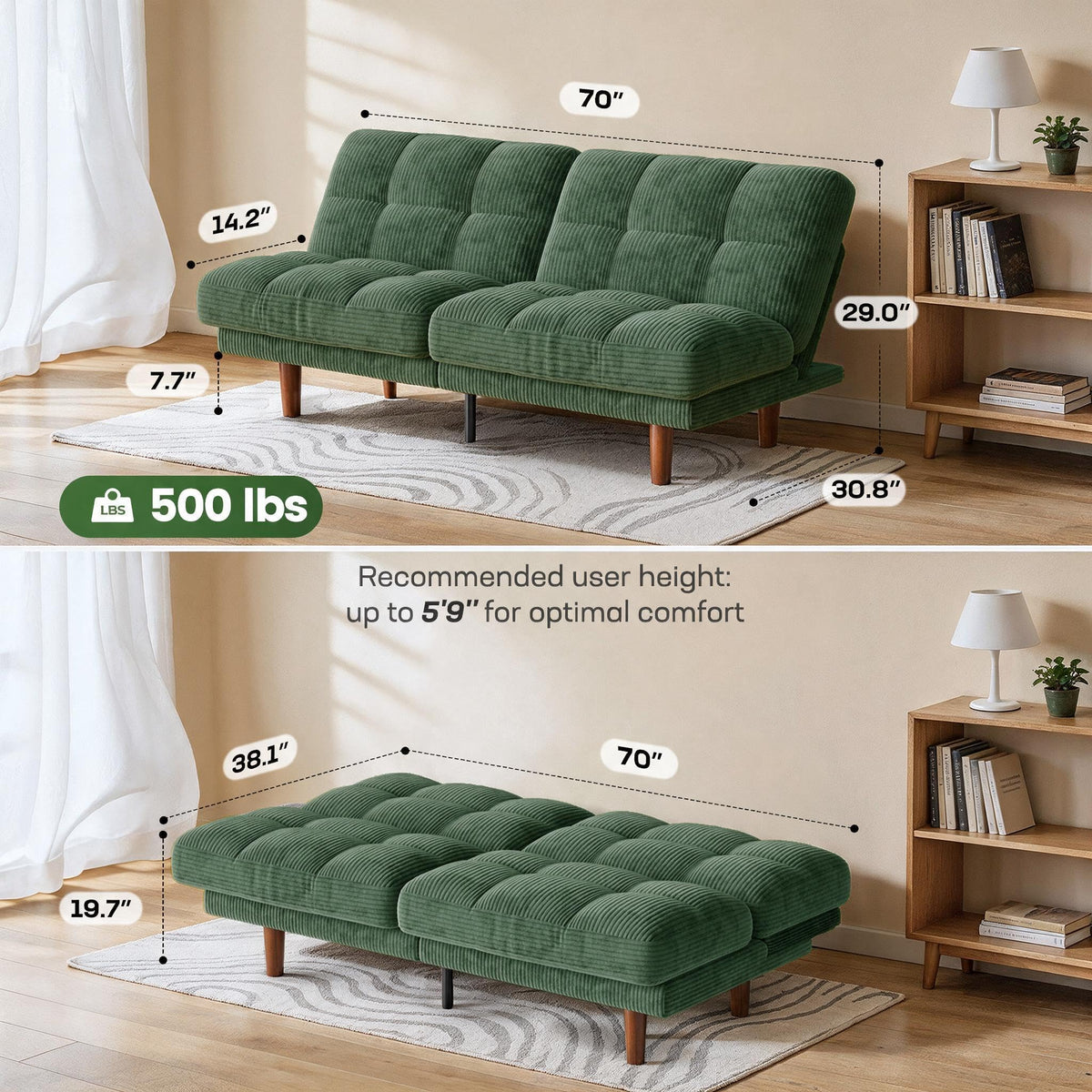 Corduroy Convertible Futon Sofa Bed