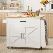 Kitchen Island Cart with Power Outlet & Drop Leaf
