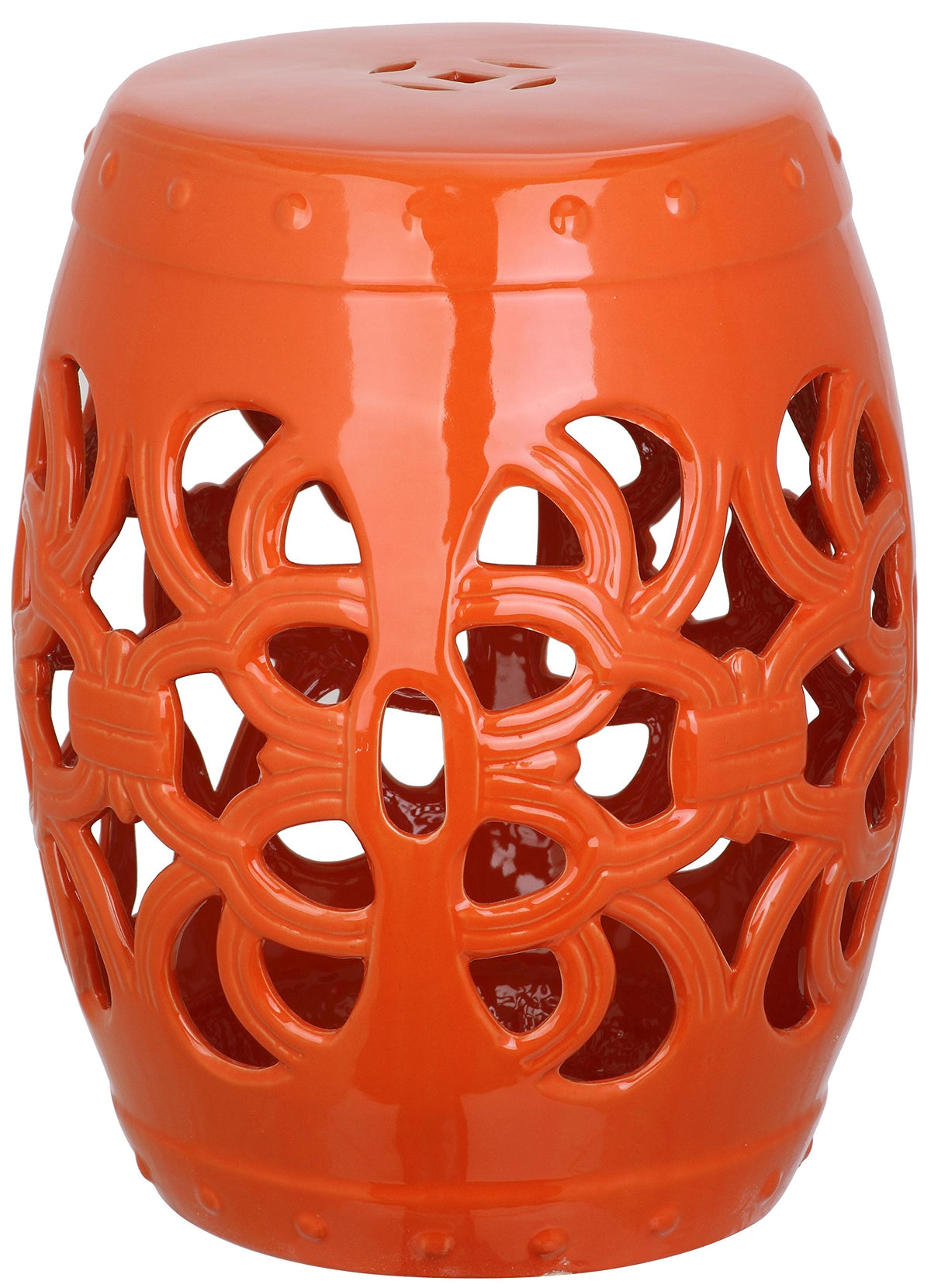 SAFAVIEH Furniture - Imperial Vine Decorative Garden Stool - Orange - Ceramic - Artisan Hand-Painted Design - Ideal for Living Room, Patio, Garden - Fully Assembled (ACS4539D)