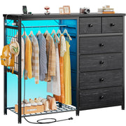 6-Drawer Dresser with Hanging Rack & LED Lights