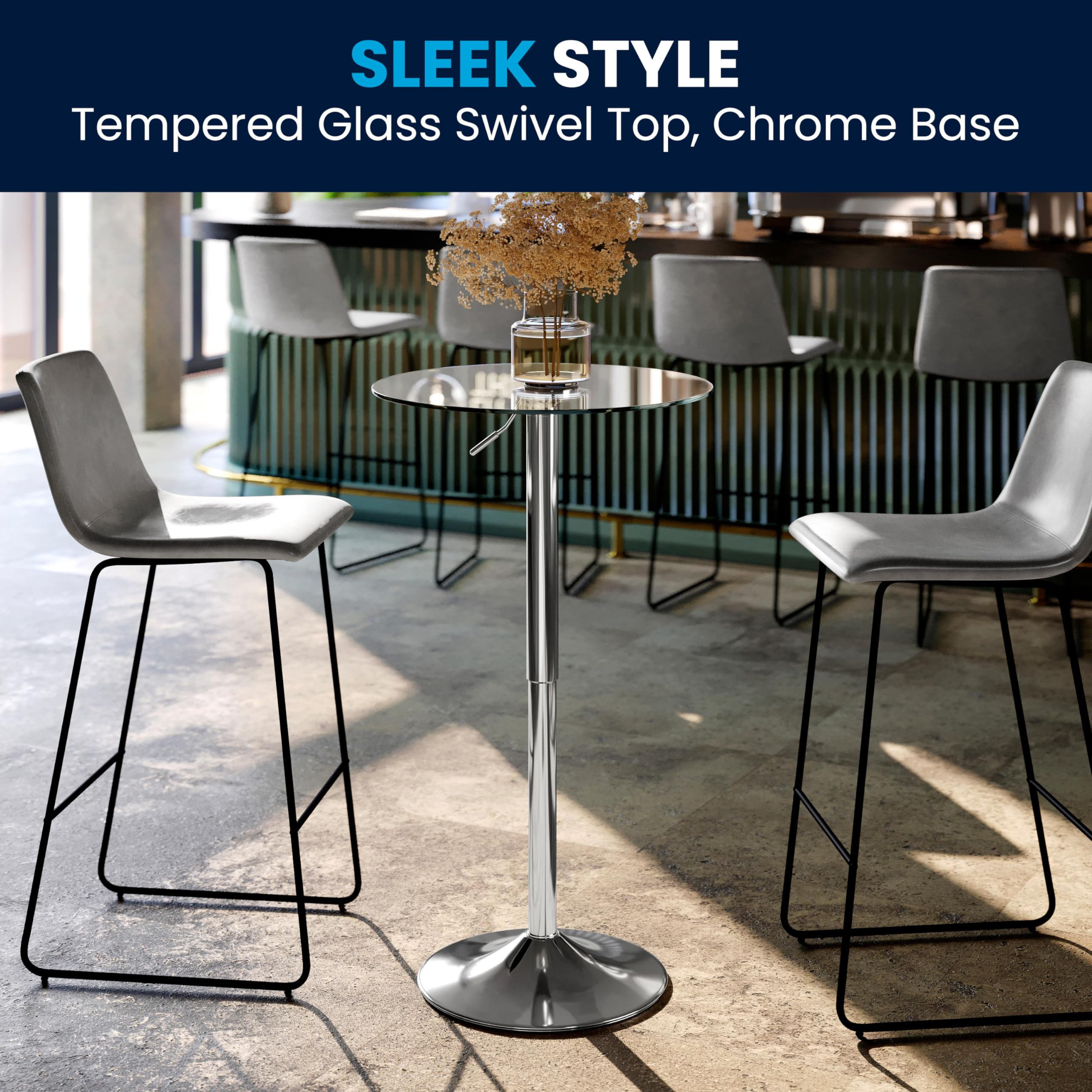 Adjustable Height Round Glass Cocktail Table