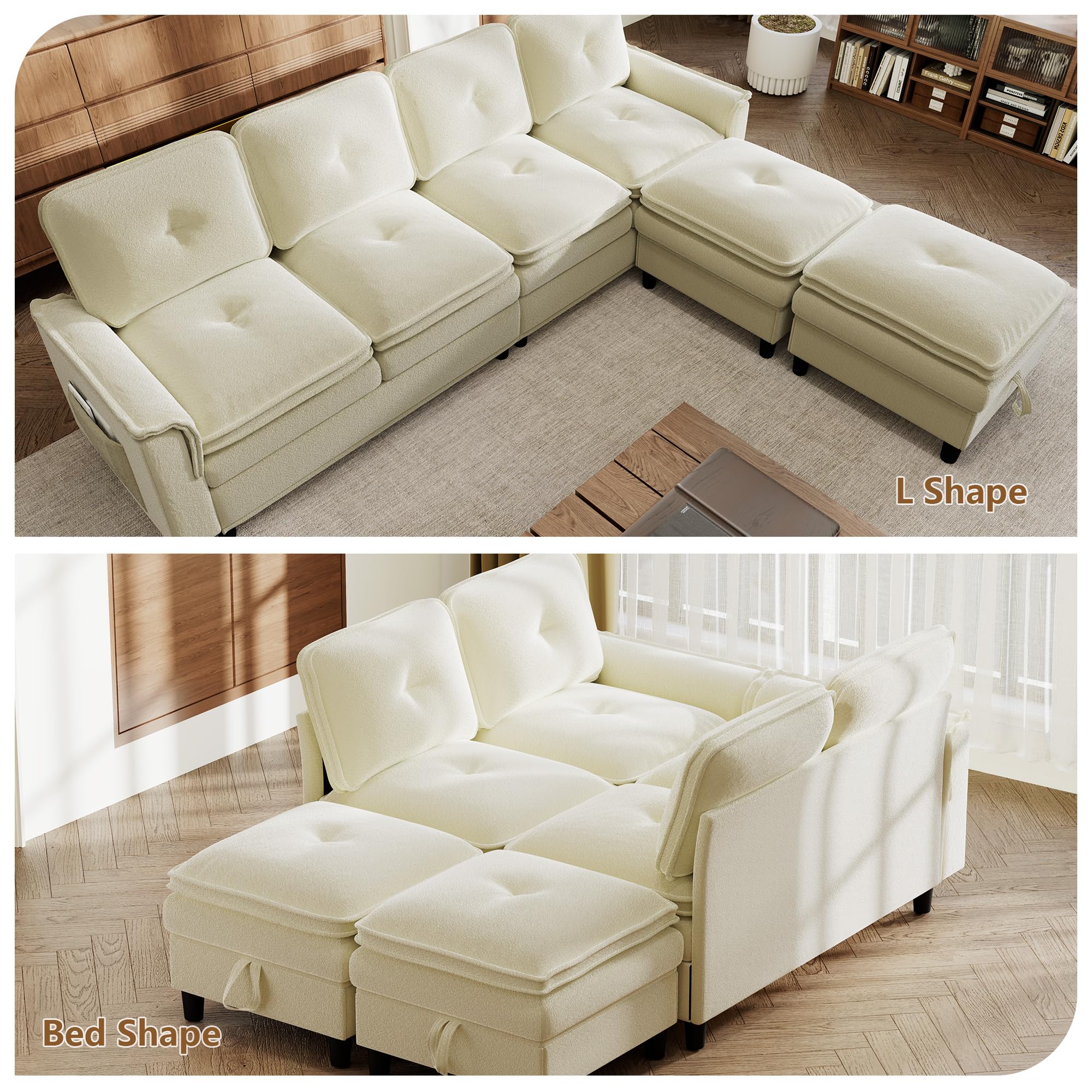 100" Modular Sectional Sofa with Storage Ottoman