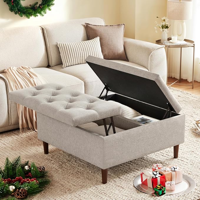 Square Lift-Top Storage Ottoman