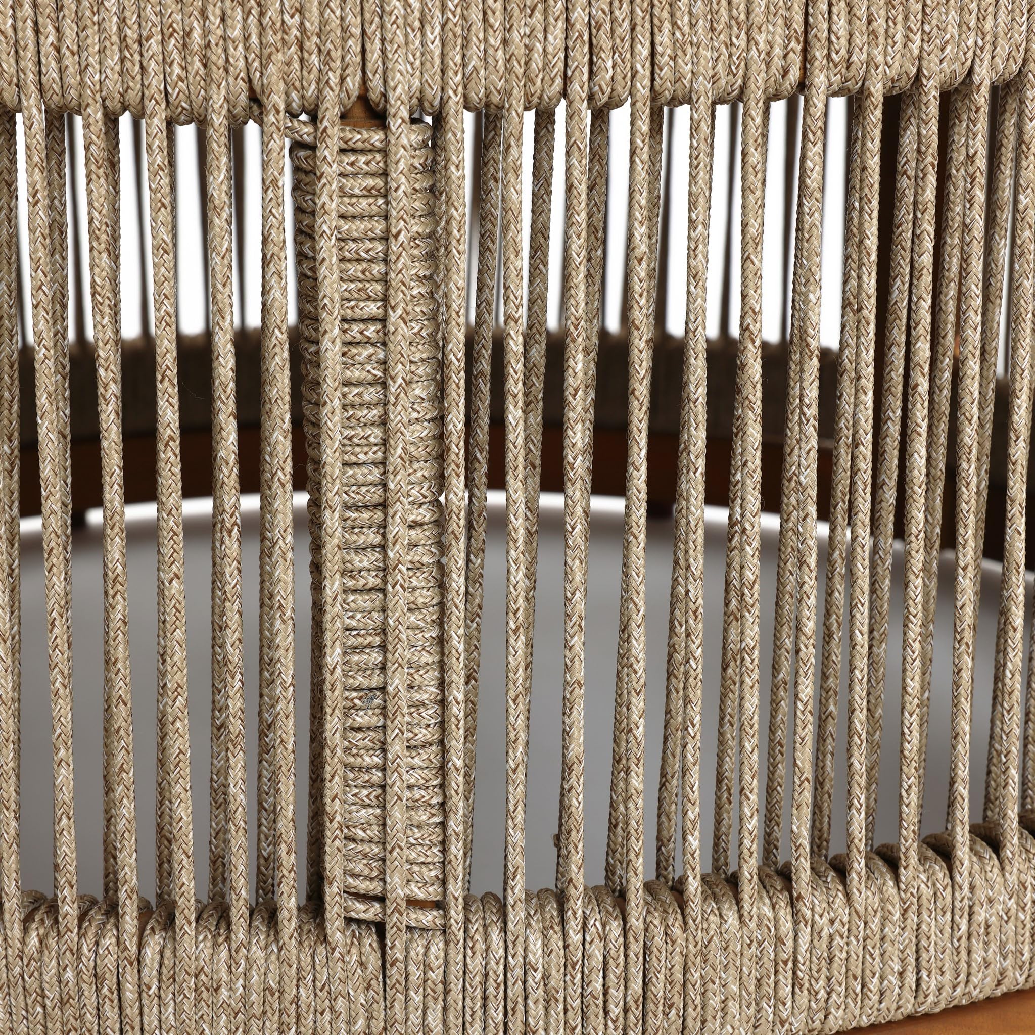 Round Acacia Wood & Rope Outdoor Coffee Table