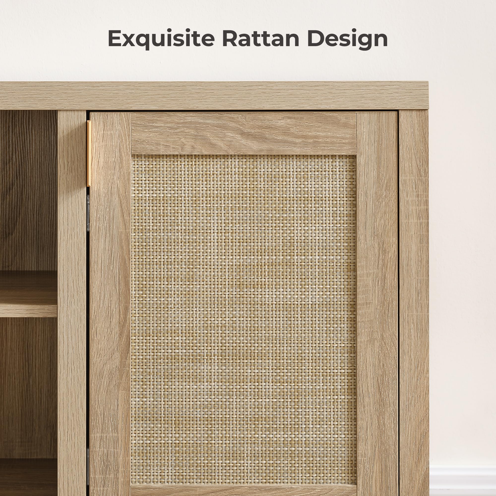 59" Rattan TV Stand with Storage