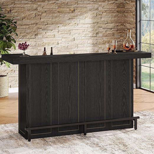 4-Tier Bar Table with Wine Glass Holder & Footrest, 70.9"