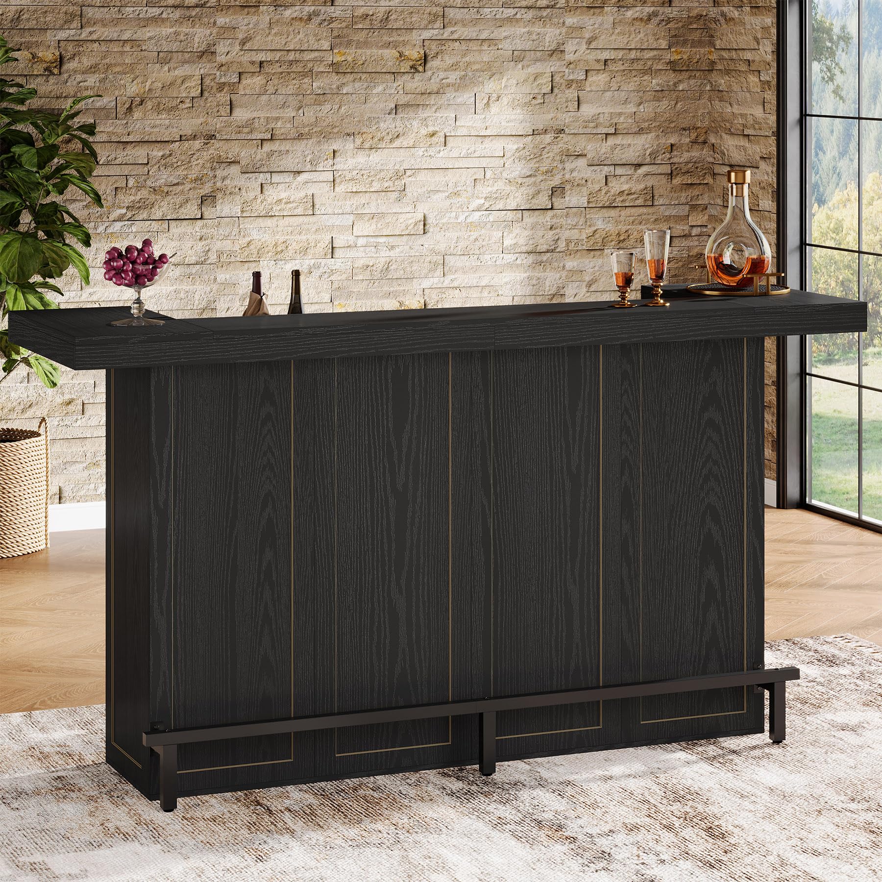 4-Tier Bar Table with Wine Glass Holder & Footrest