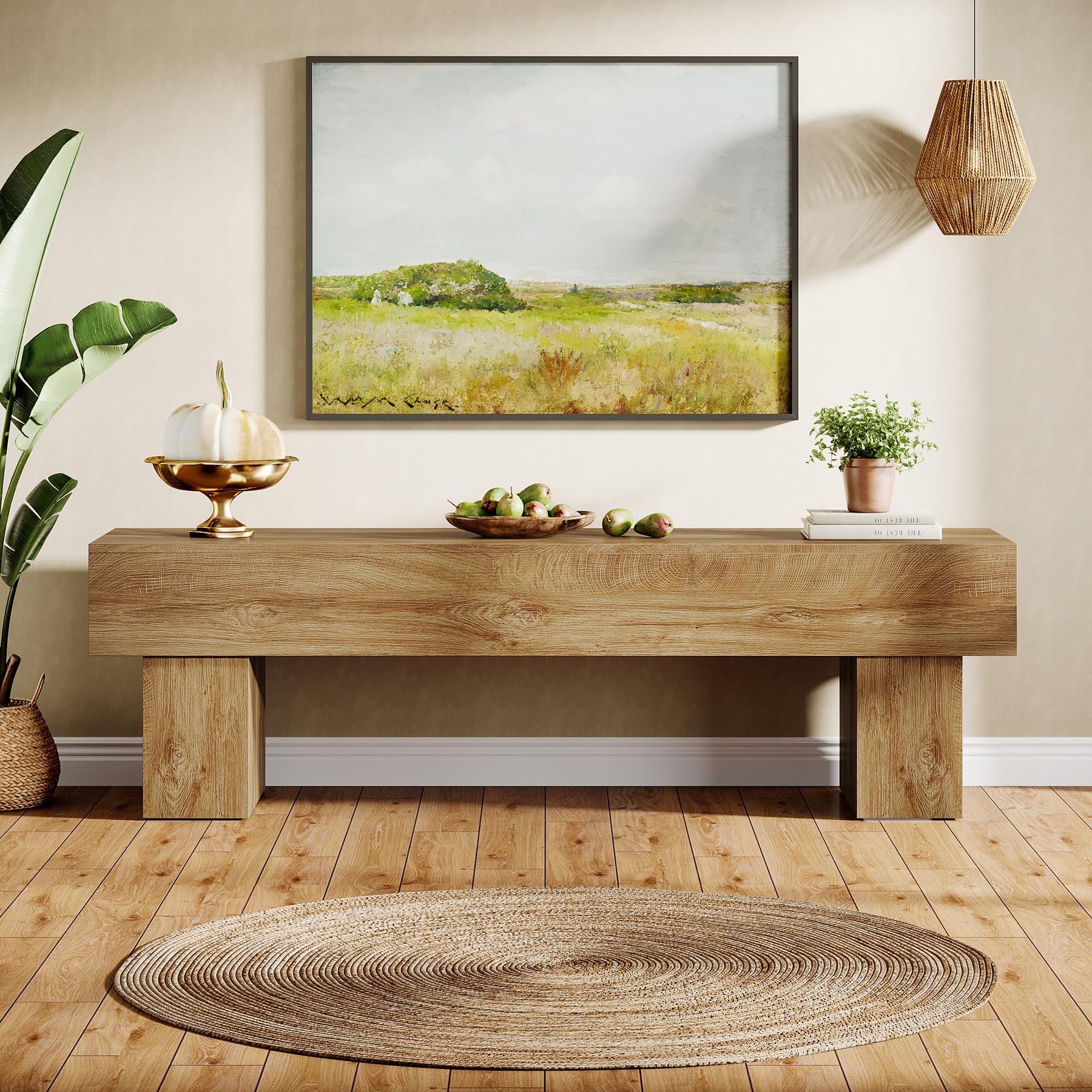 Tribesigns 63" TV Stand, Farmhouse Entertainment Center, Low TV Console Table for Living Room, Long Media Console Television Stands for 55/60/65 Inch TV