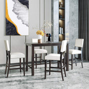 5-Piece Counter Height Dining Set with Faux Marble Table & Upholstered Chairs