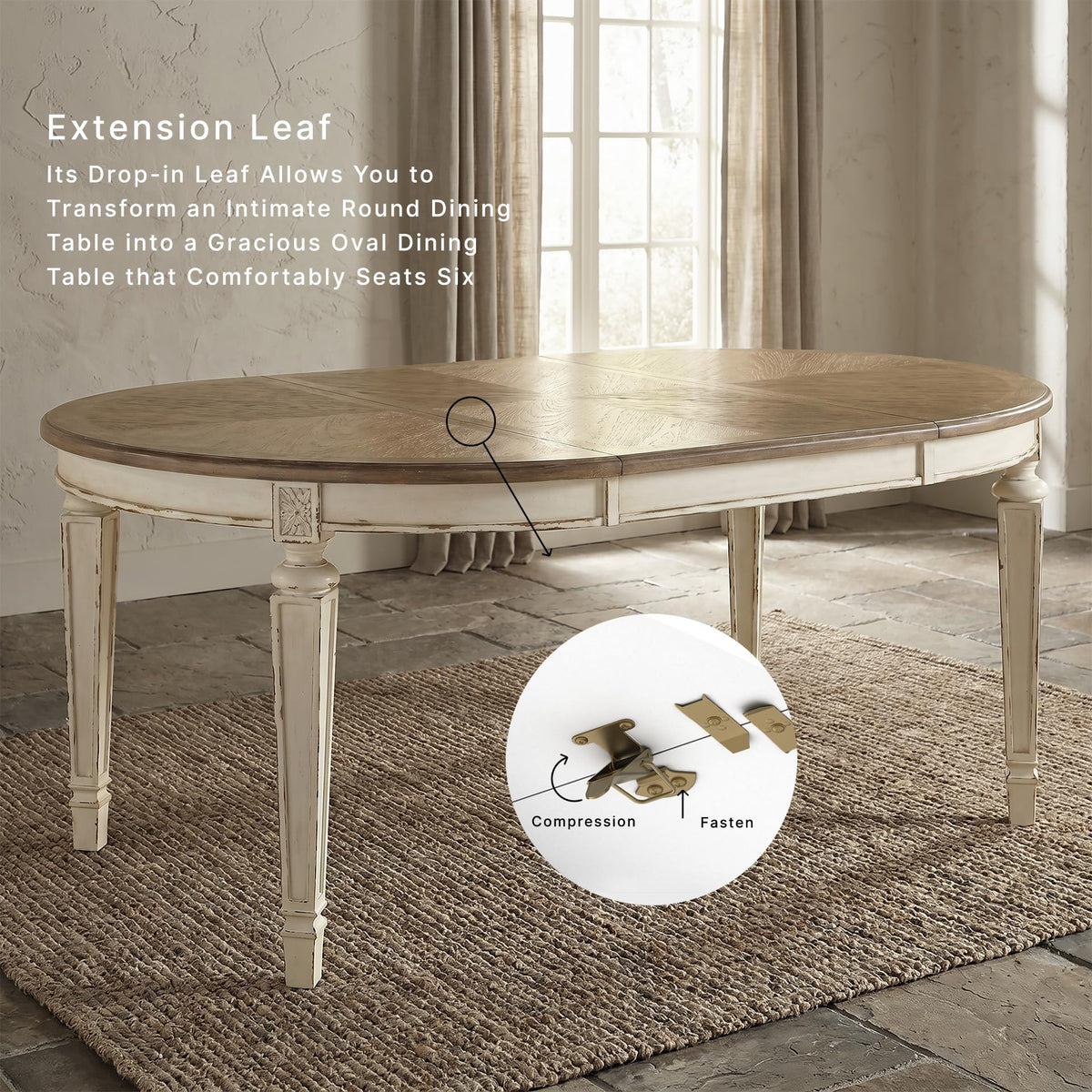 Round-to-Oval Extendable Dining Table