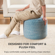 Anji Mountain Pouf Ottoman Foot Rest, Handmade Ottoman Pouf, Comfortable Foot Stool, Decorative Floor Seating for Living Room Decor, Bedroom & Home Décor Accent - Blue