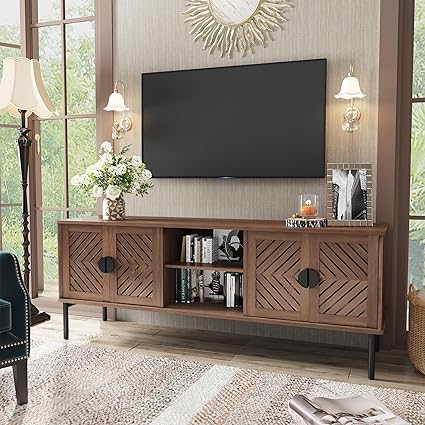 63" Modern TV Stand with Storage & Cabinet Doors