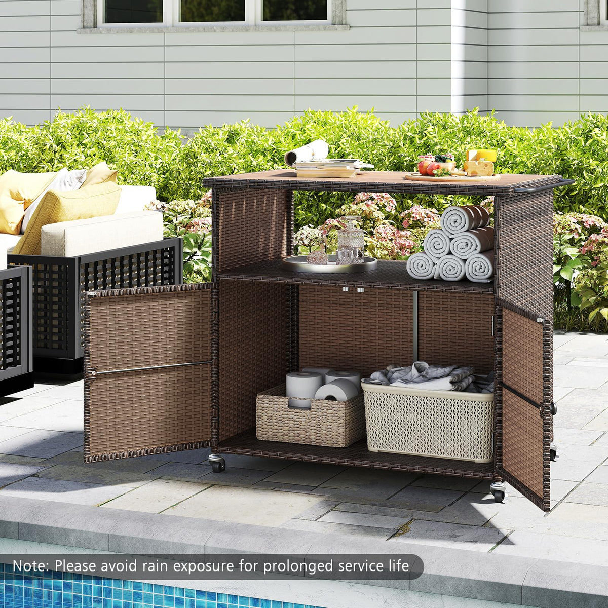 Outdoor Rattan Bar Cart