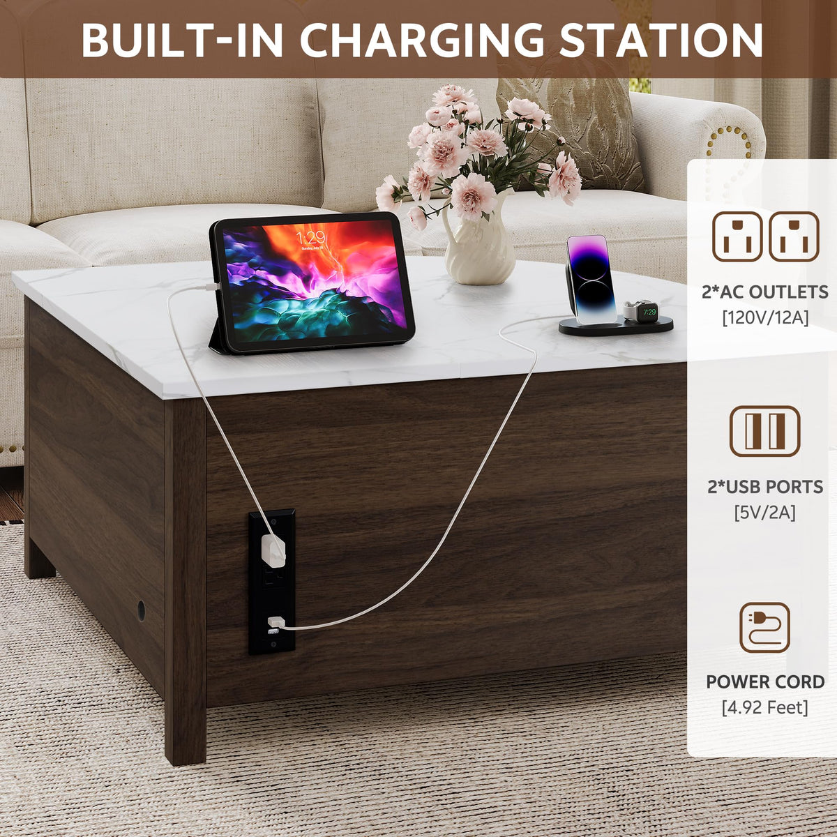 Fluted Lift-Top Coffee Table