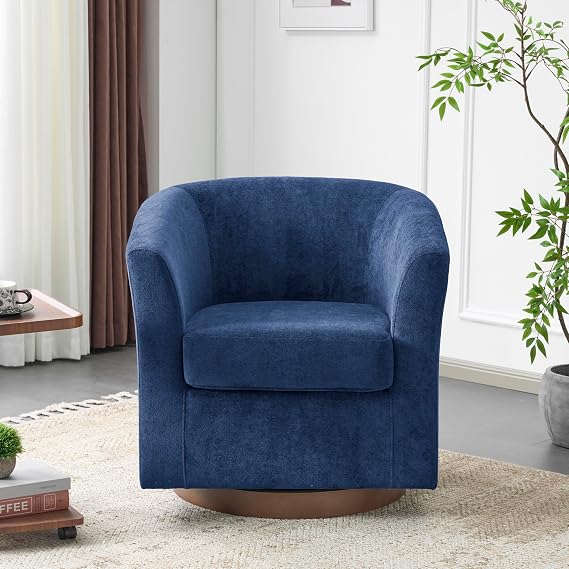 Brown Velvet Swivel Barrel Chair