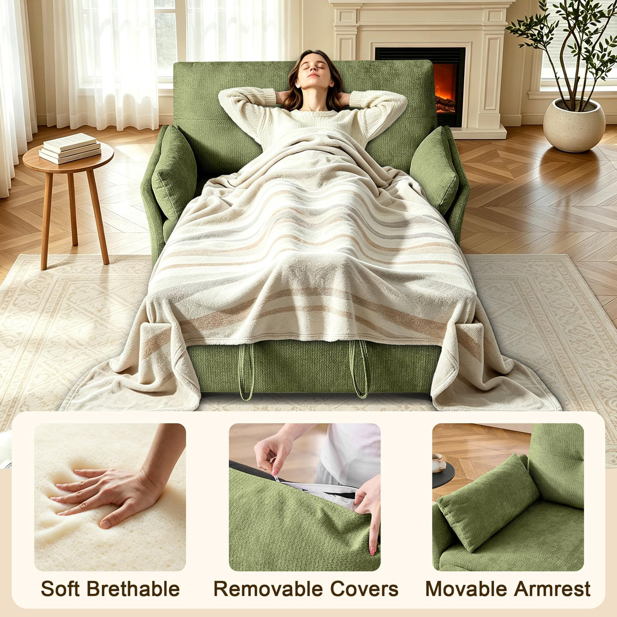 Green Convertible Loveseat Sofa Bed