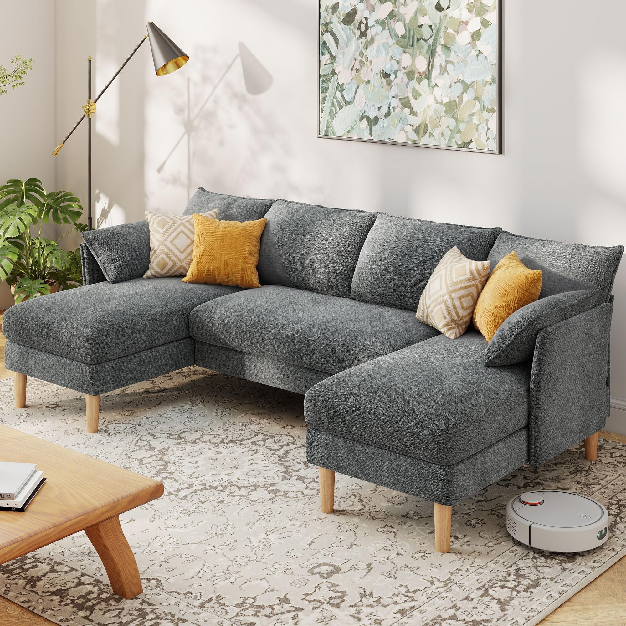 U-Shaped Sectional Sofa – Dark Gray