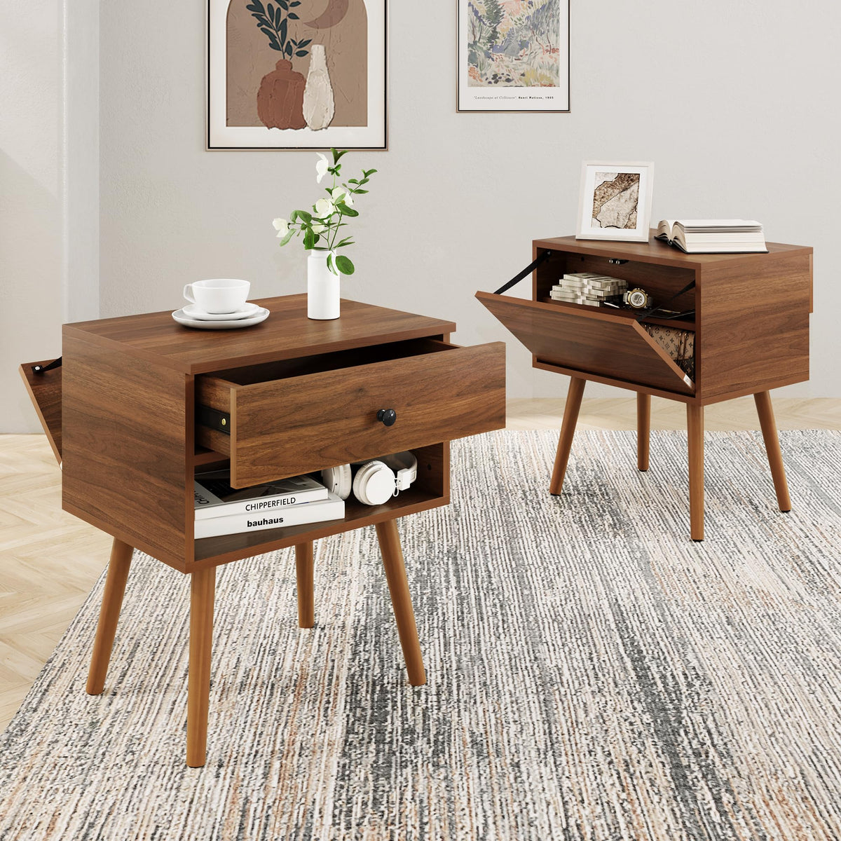 Walnut Hidden Compartment Nightstand
