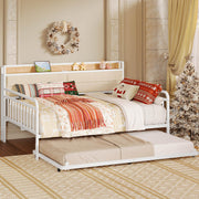 LIKIMIO Daybed with Trundle, Full Size Bed Frame, White
