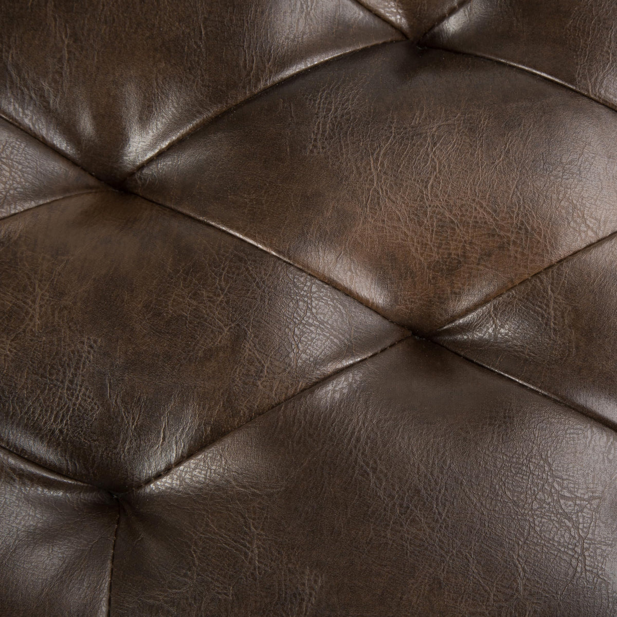 Brown Tufted Leather Ottoman Bench