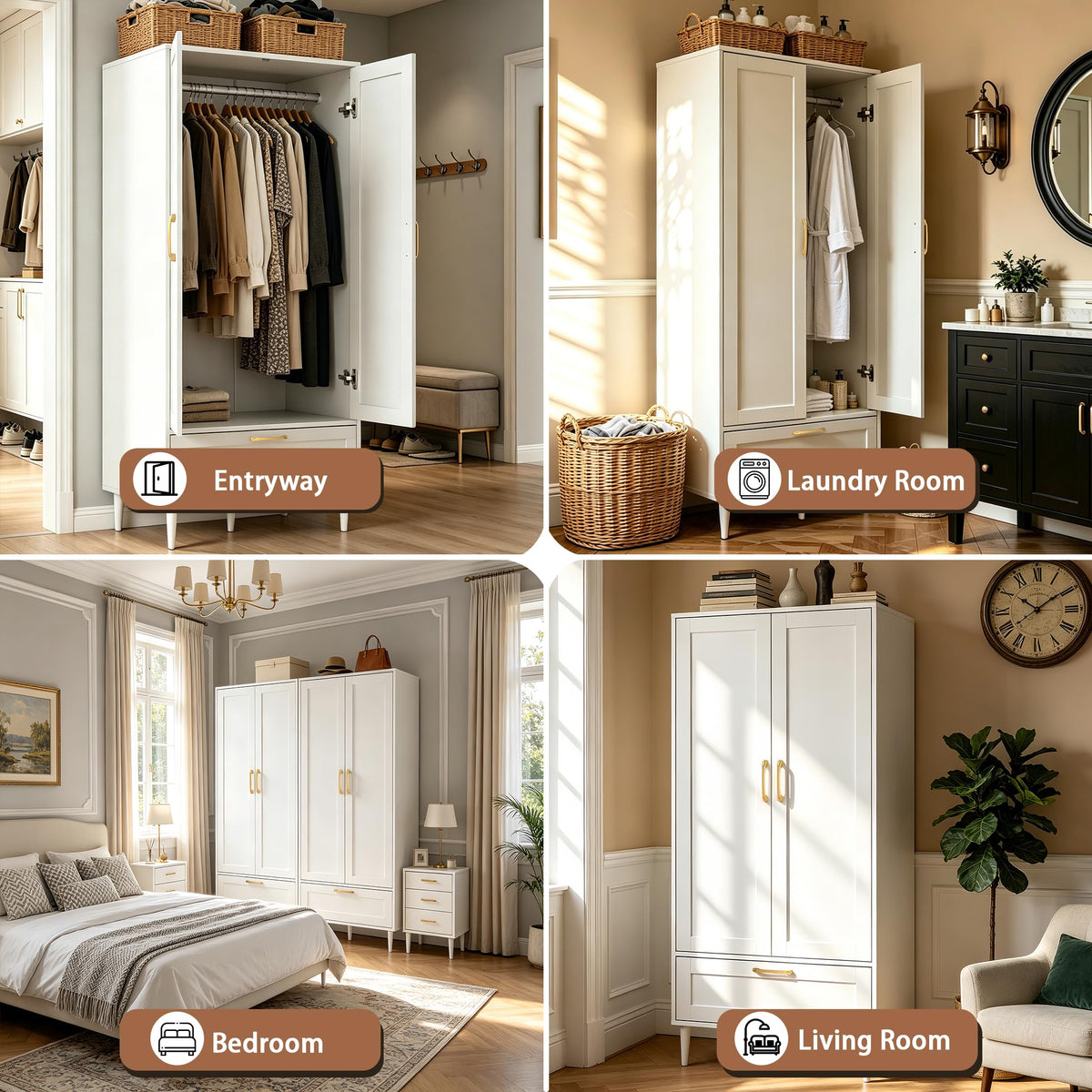 White Wardrobe with Drawer