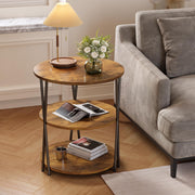 Round 3-Tier Side Table with Storage Shelves