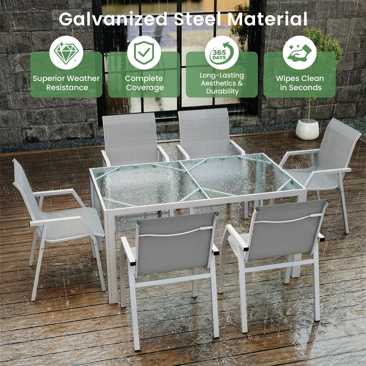 Jocoevol 7 Piece Patio Dining Sets for 6 Outdoor Table and Chairs Set