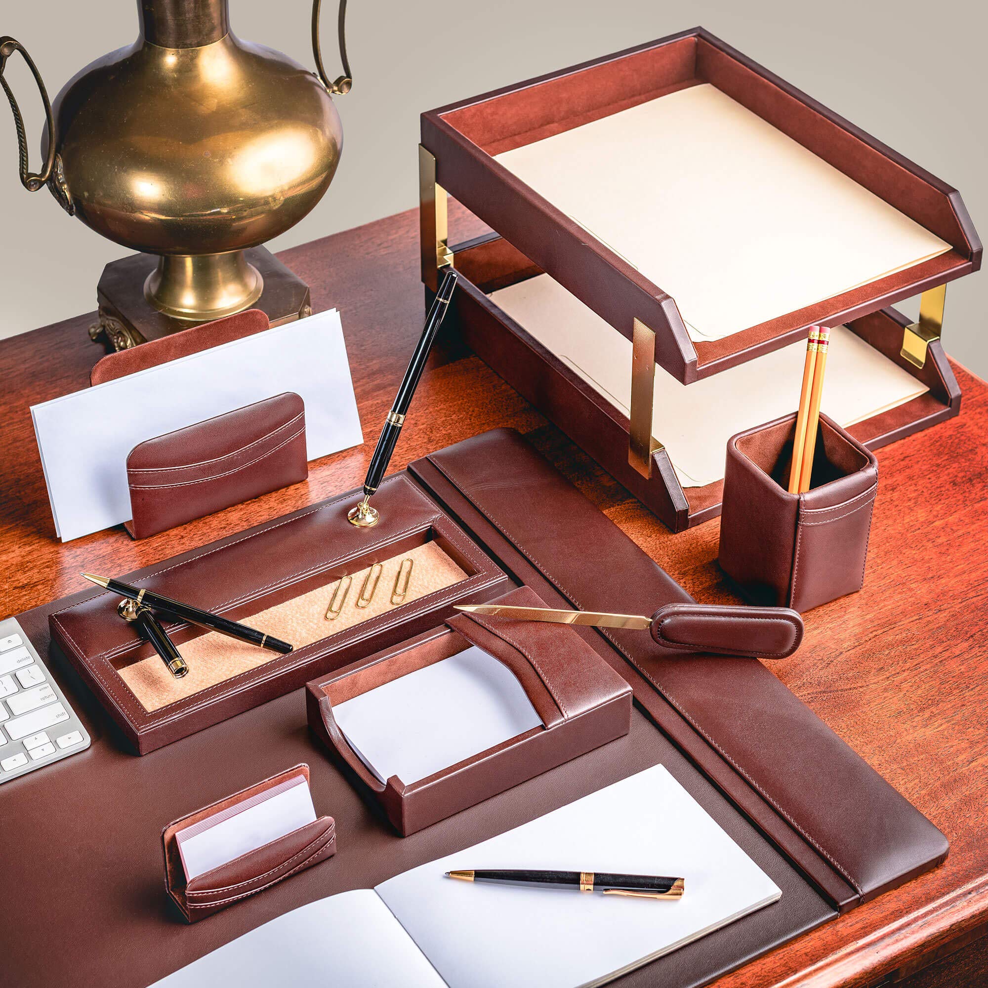 Leather Desk Set 10-Piece