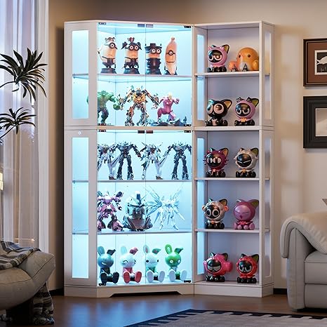 Corner Display Cabinet with LED Lights