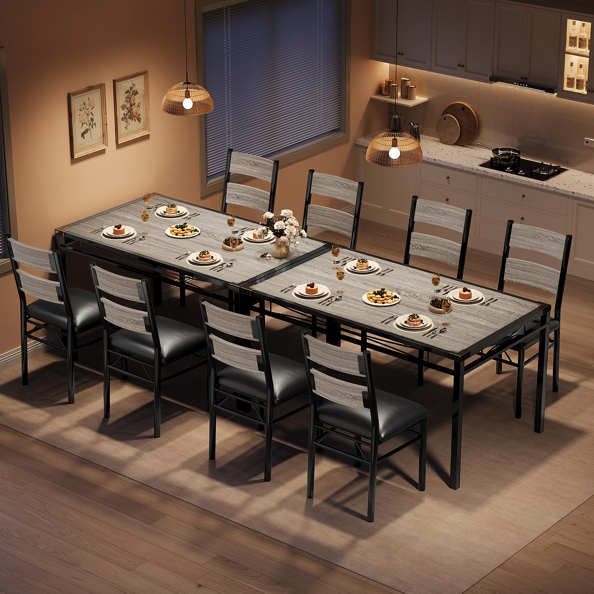 5-Piece Industrial Dining Table Set for 4