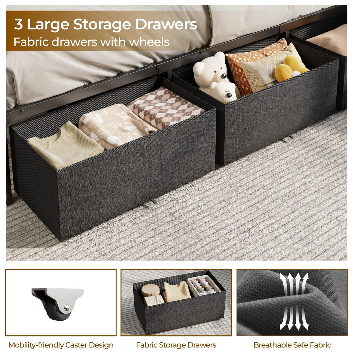 Full Corner Storage Bed with LED Lights