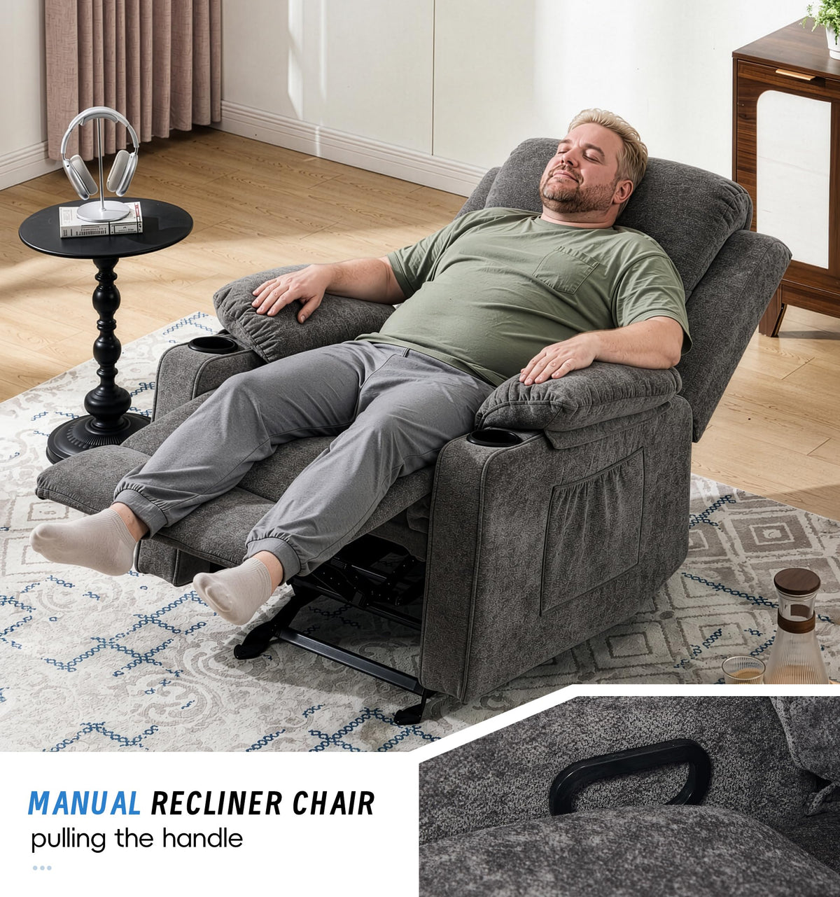 Dark Grey Rocker Massage Recliner