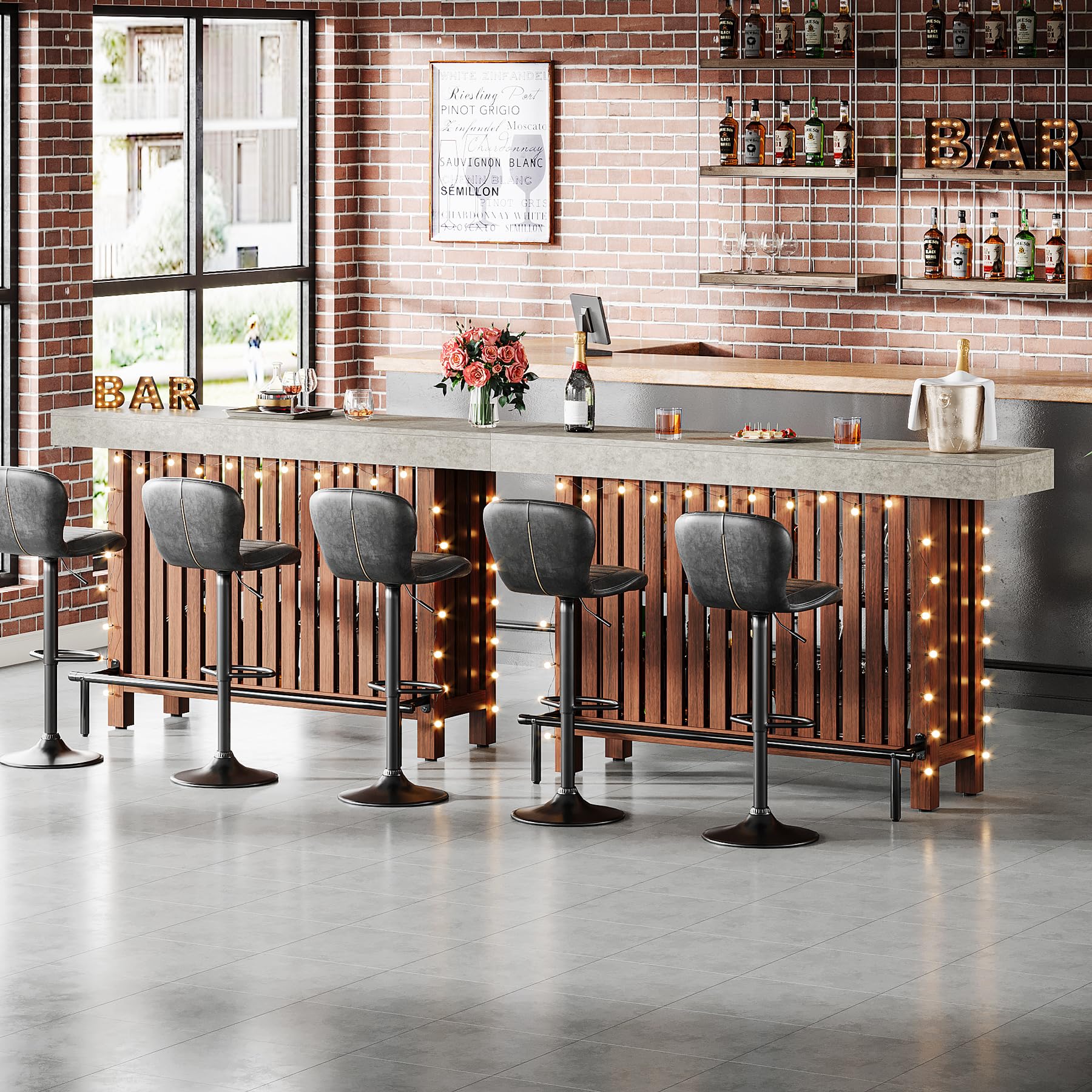 Tribesigns 63-Inch Large Home Bar Unit, 2-Tier Mini Bar Table, Height Pub Table with Footrest, Modern Coffee Bar Cabinet for Home Kitchen, Bistro, Dining Room, Living Room