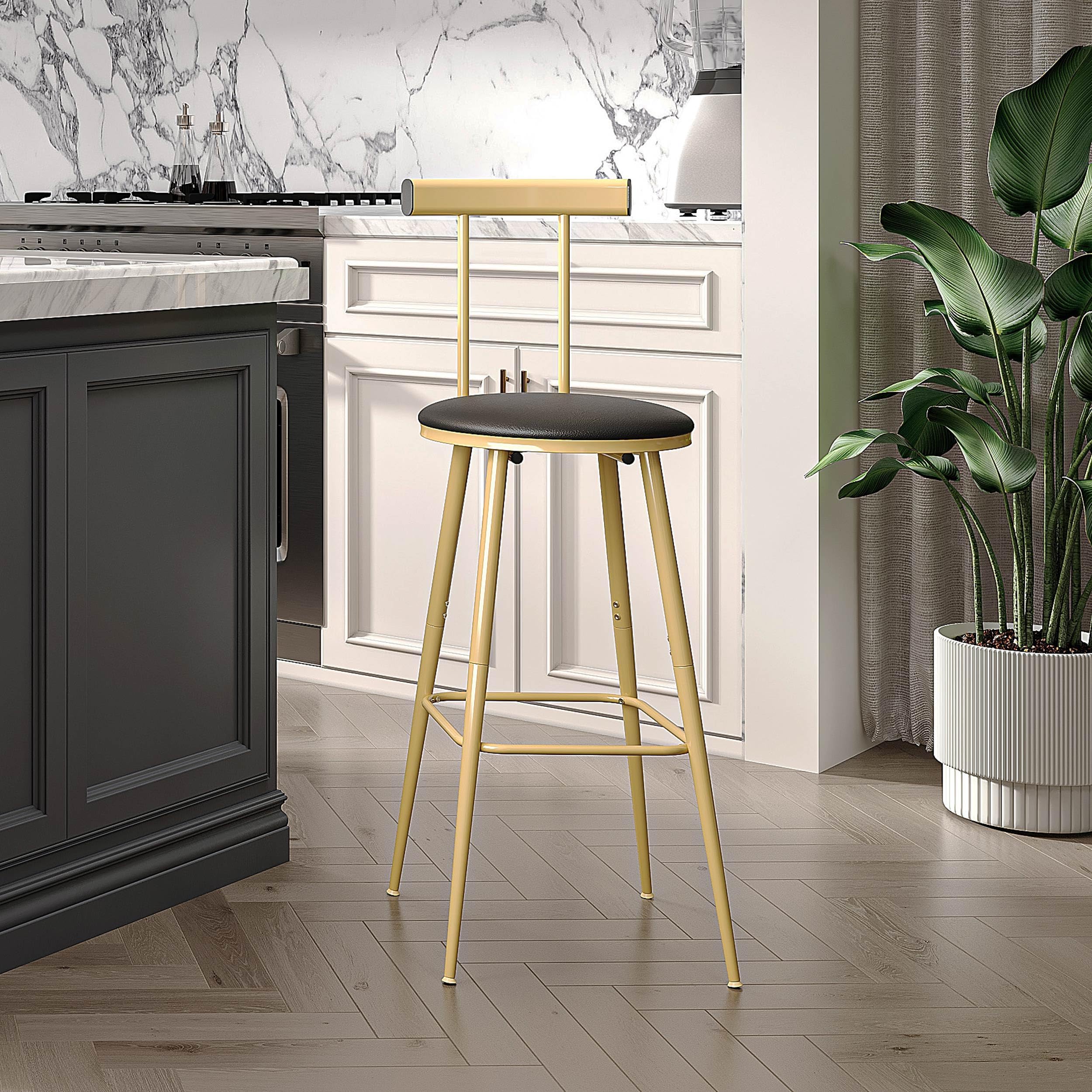 Bar Stools Set of 2 with Backrest & Footrest