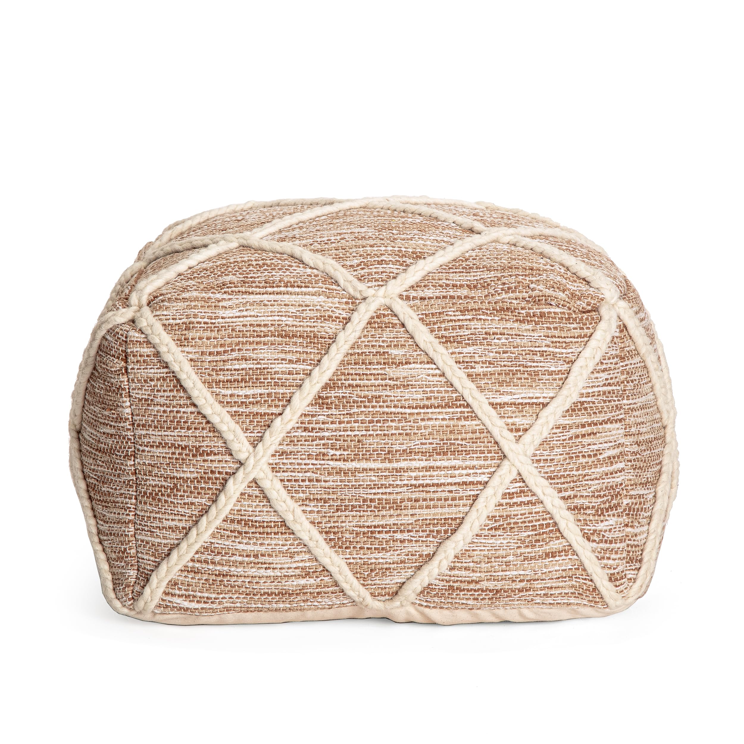 Anji Mountain Pouf Ottoman Foot Rest, Handmade Ottoman Pouf, Comfortable Foot Stool, Decorative Floor Seating for Living Room Decor, Bedroom & Home Décor Accent - Kirkwood Fields
