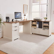 L-Shaped Desk with File Cabinet