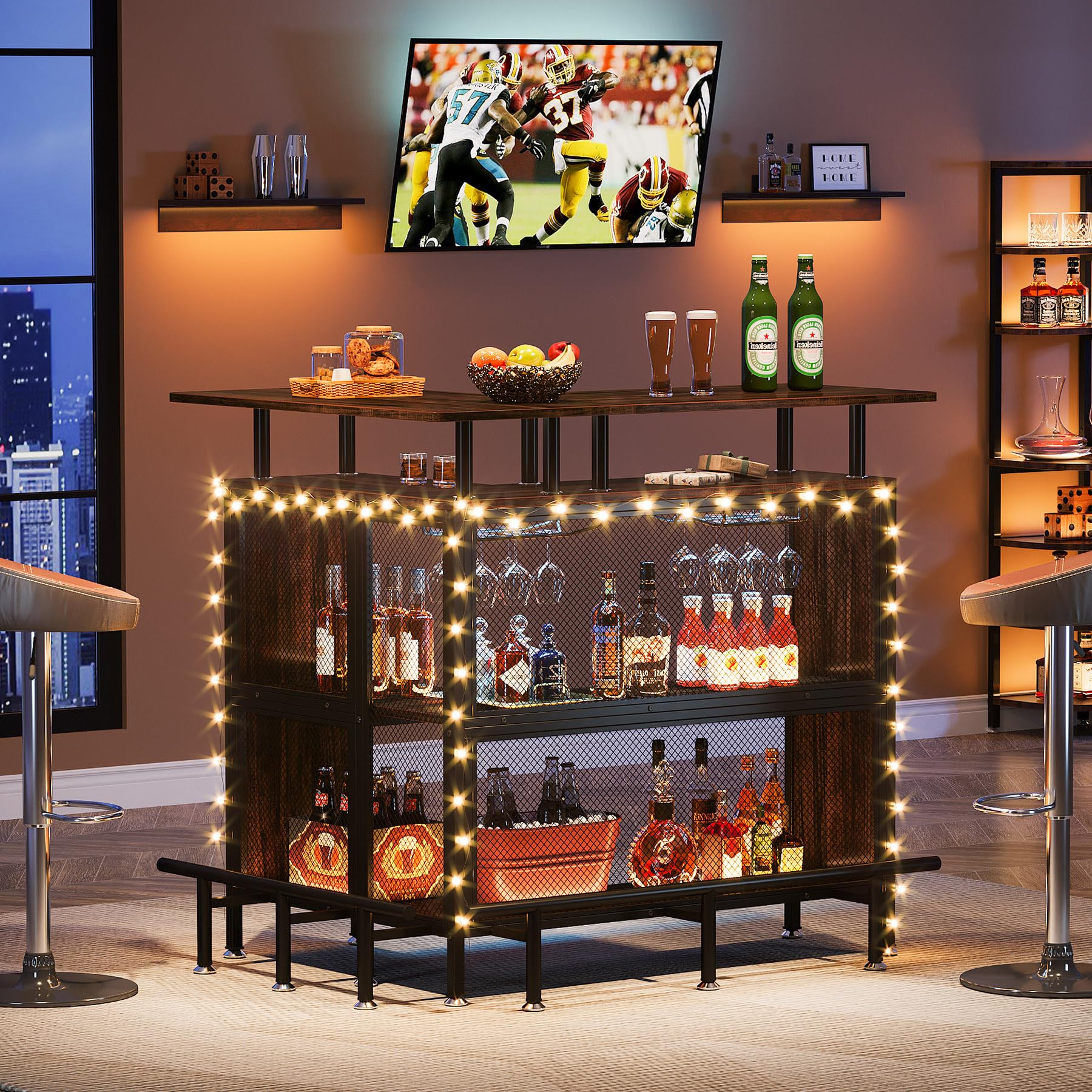 LITTLE TREE Home Bar Unit Mini Liquor Table Cabinet