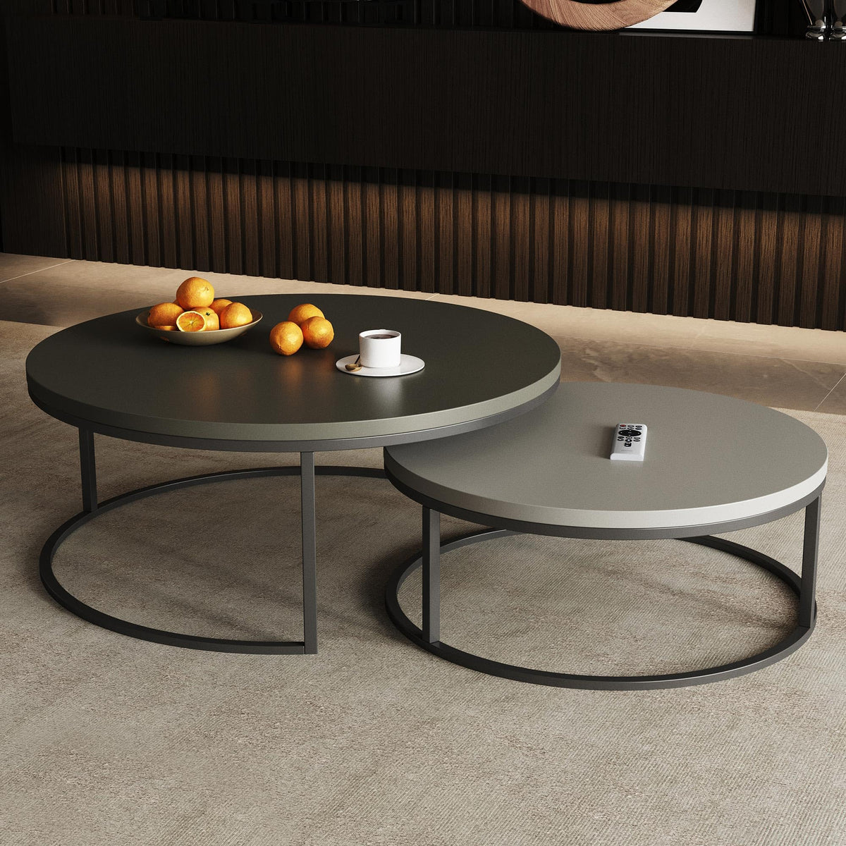 Round Nesting Coffee Tables, Set of 2