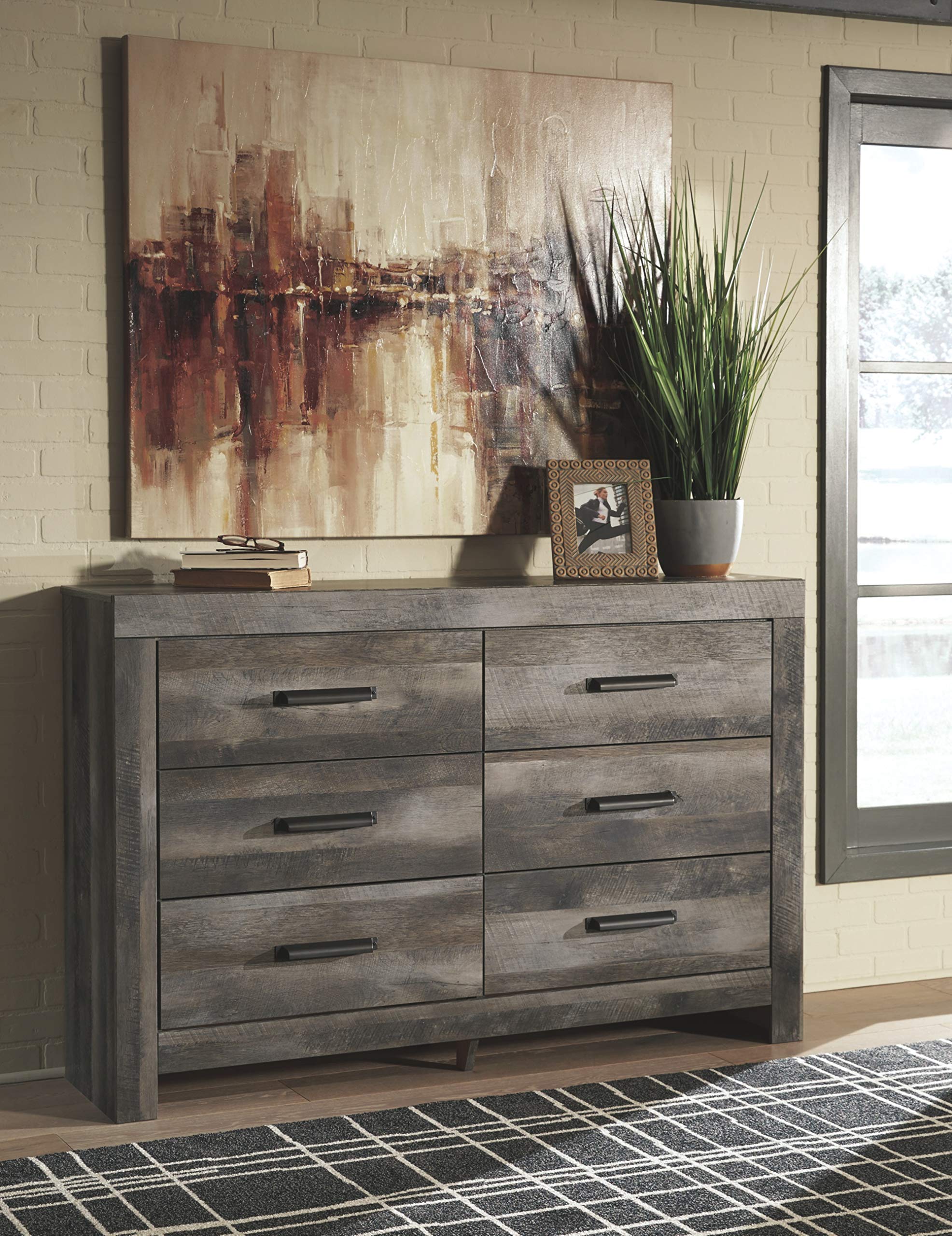 Signature Design by Ashley Wynnlow Rustic 6 Drawer Dresser, Weathered Gray