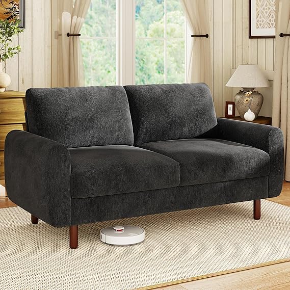 68" Chenille Loveseat Sofa with Spring Cushion & Solid Wood Frame