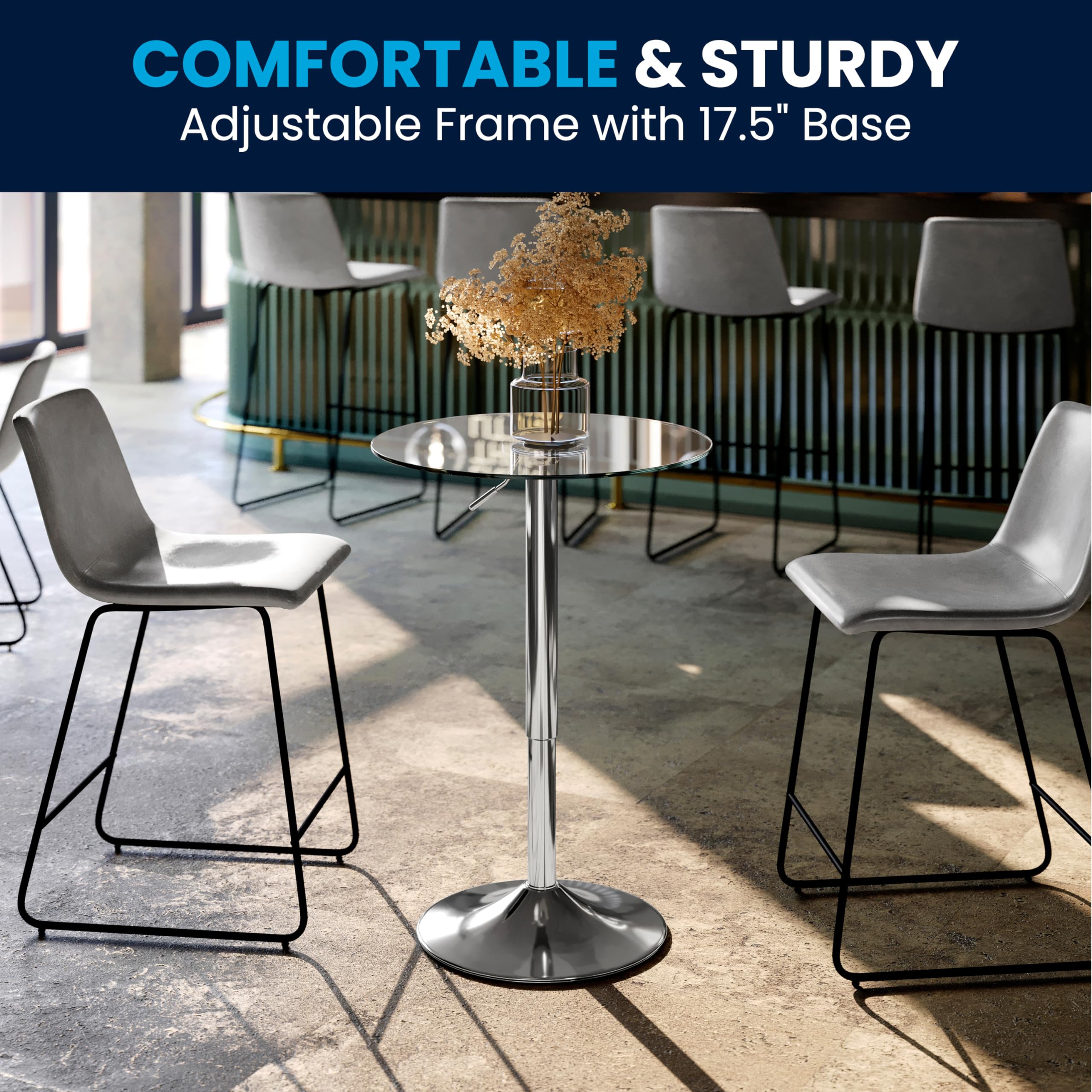 Adjustable Height Round Glass Cocktail Table