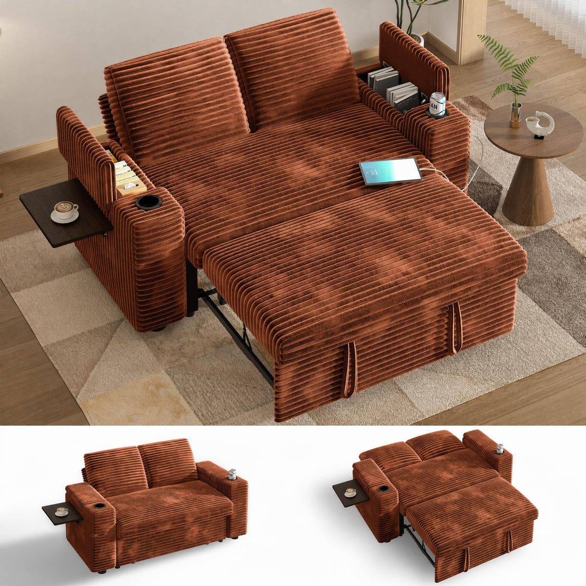 Corduroy Loveseat Sleeper Sofa