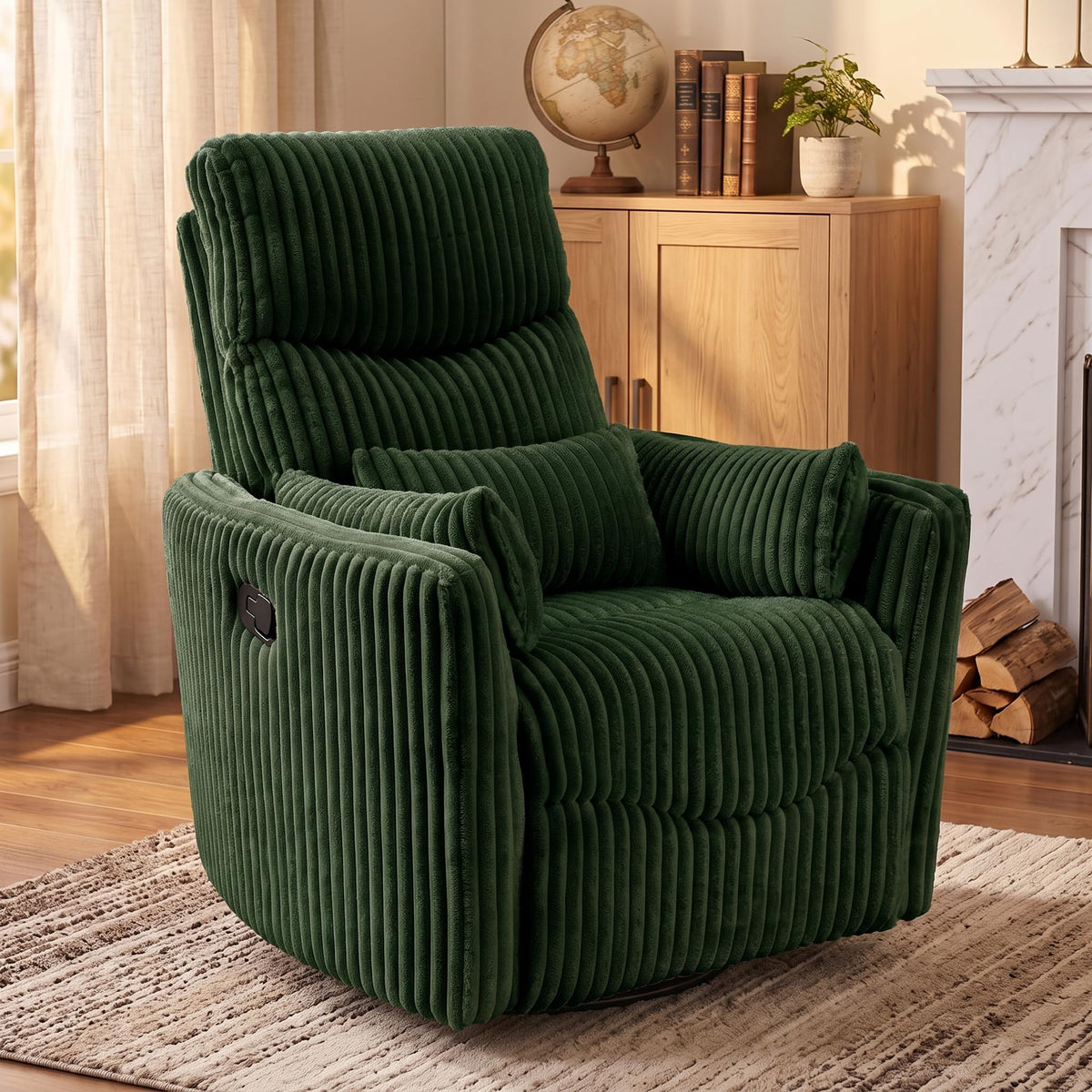 Corduroy Swivel Rocker Recliner