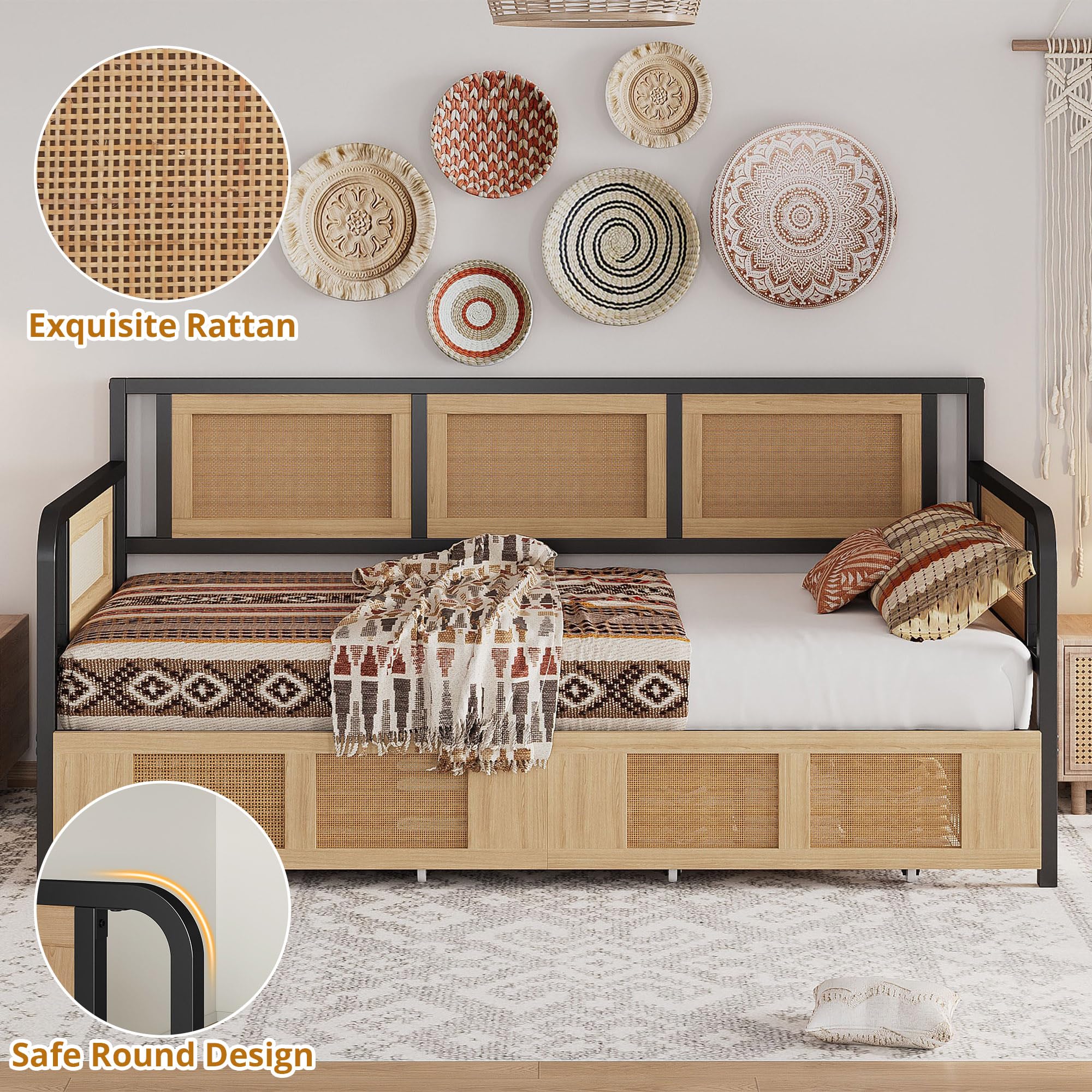 Twin Daybed Frame with Storage Drawers