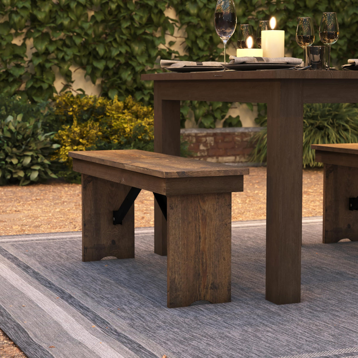 Rustic Pine Folding Dining Bench