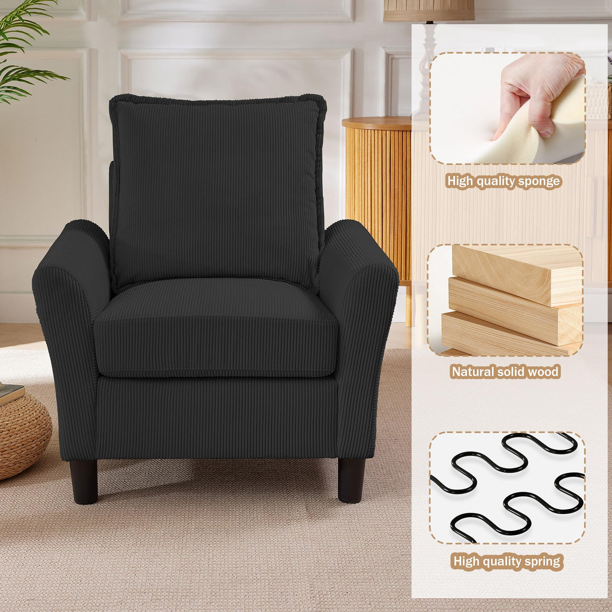 3-Piece Corduroy Sofa Set