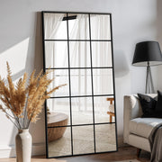 Black Grid Window Pane Wall Mirror