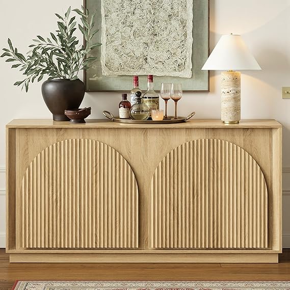 Fluted Sideboard Buffet Cabinet 65"