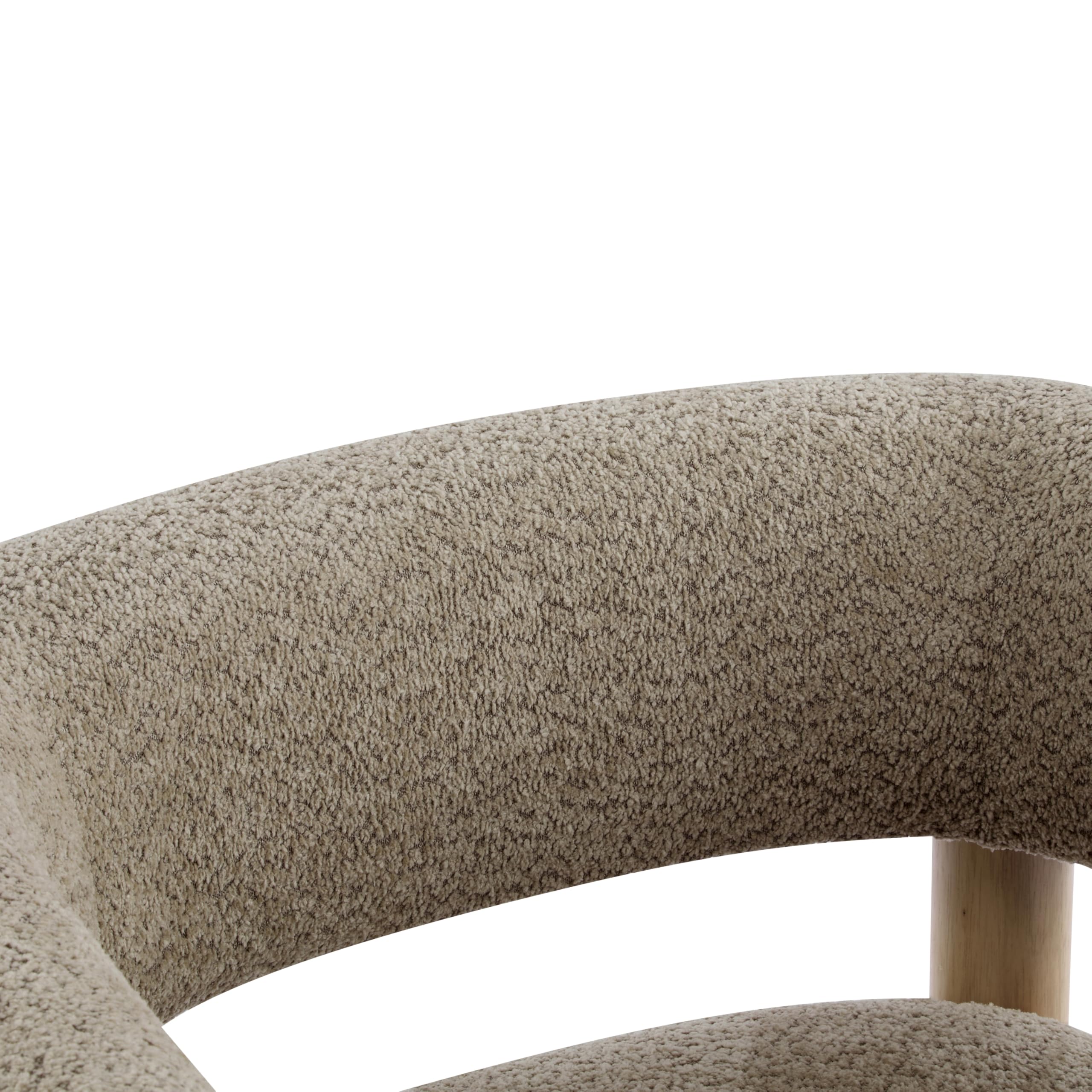 Low Profile Accent Chair with Boucle Fabric Cushion