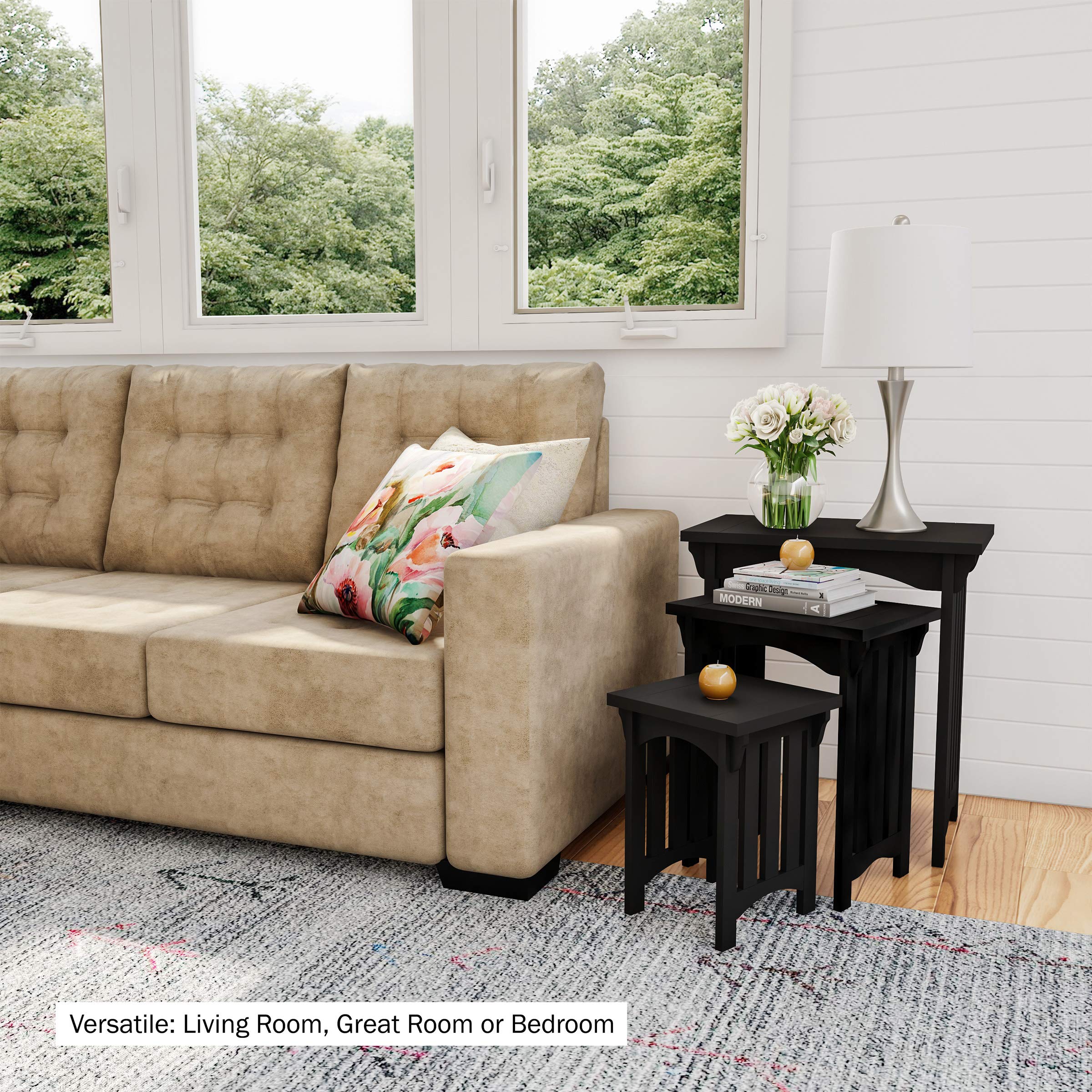 Nesting Side Tables Set of 3 – Mid-Century Modern MDF Wood
